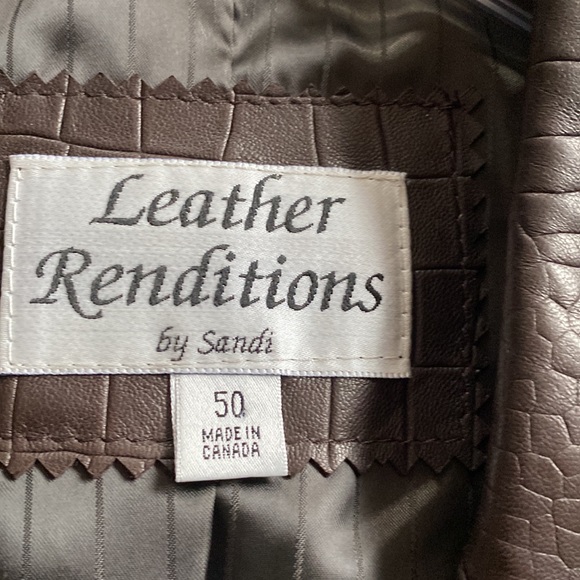 Embossed Lambs Leather by Leather Renditions by Sandi brown jacket GORGEOUS! - Picture 4 of 5
